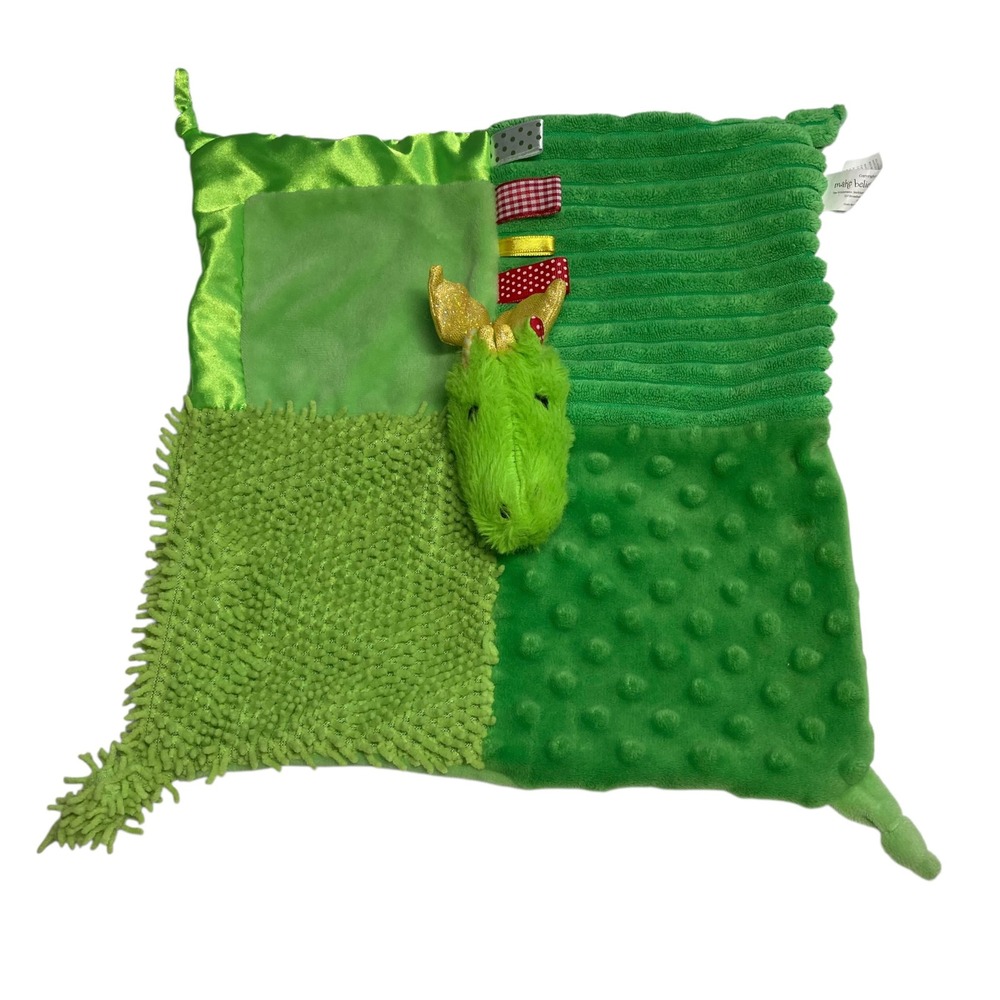 Make Believe Ideas Dragon Lovey 11" Security Blanket Green Minky Plush Ribbed